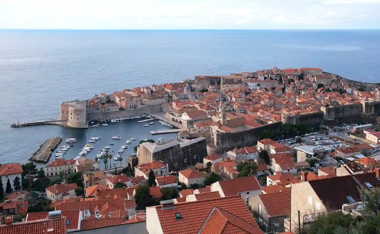 Dubrovnik old town and harbour on the Croatian Adriatic